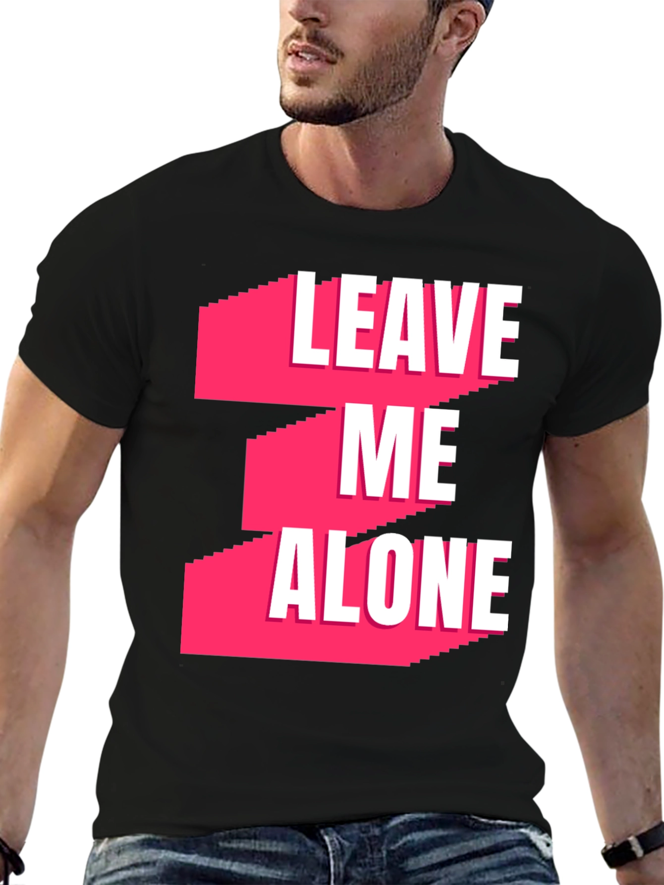 Leave Me Alone Graphic T-Shirt - Black Casual Tee