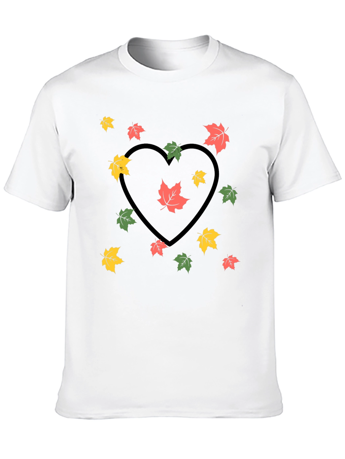 Autumn Leaves Heart Graphic Tee - Black