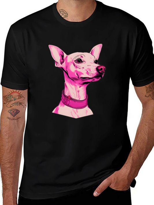 Pink Dog Graphic Black T-Shirt