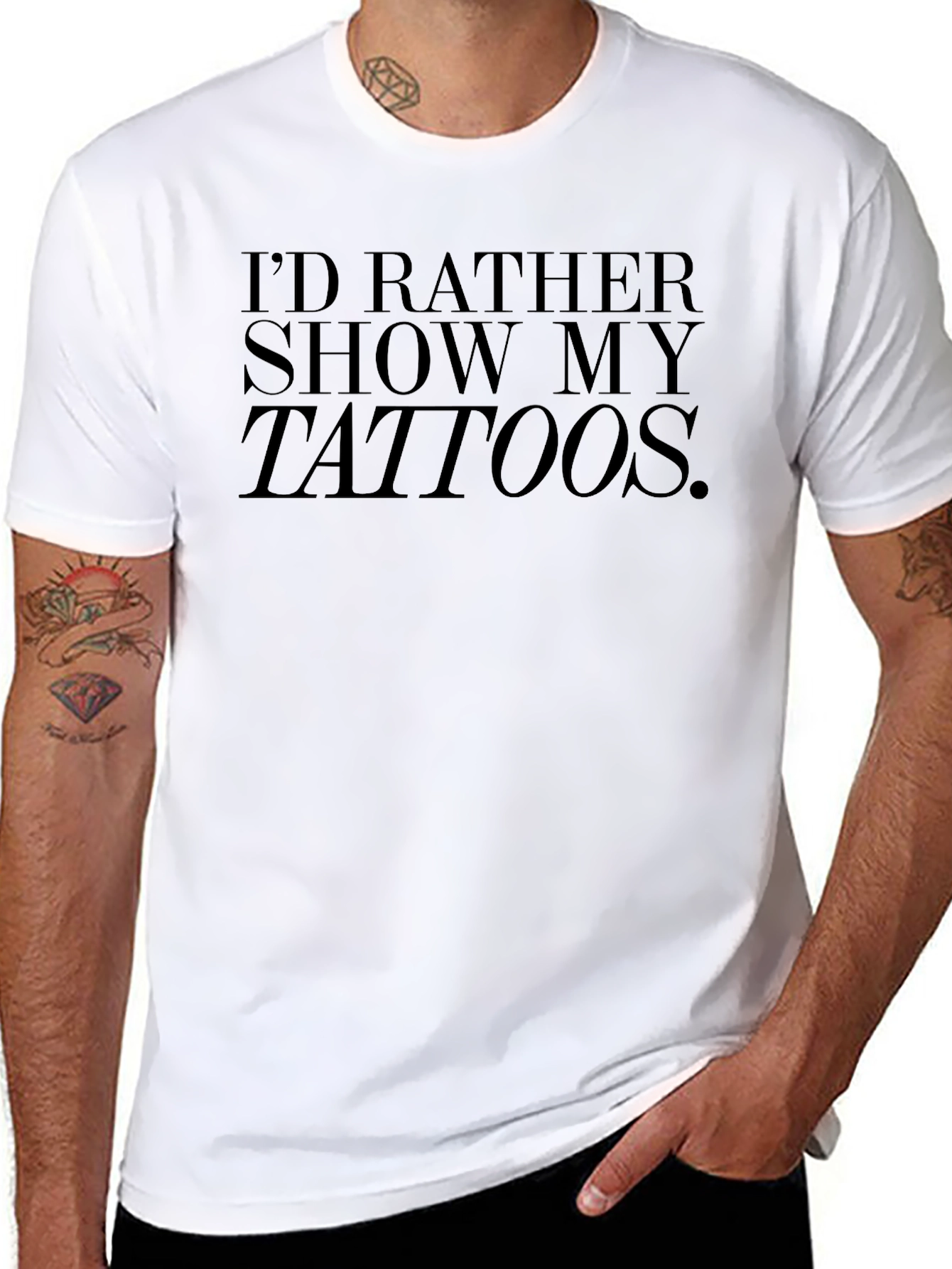 Id Rather Show My Tattoos Graphic Tee - Black