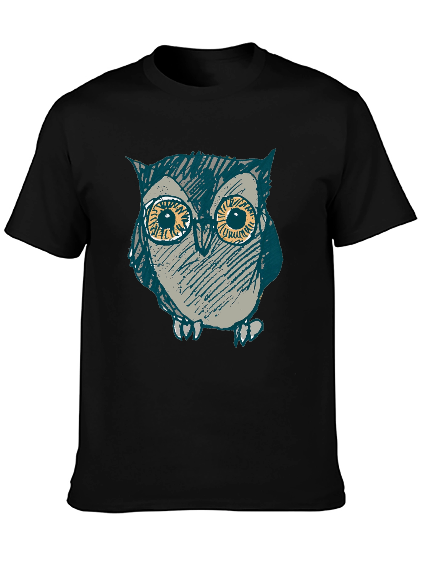 Owl Graphic Print Black T-Shirt
