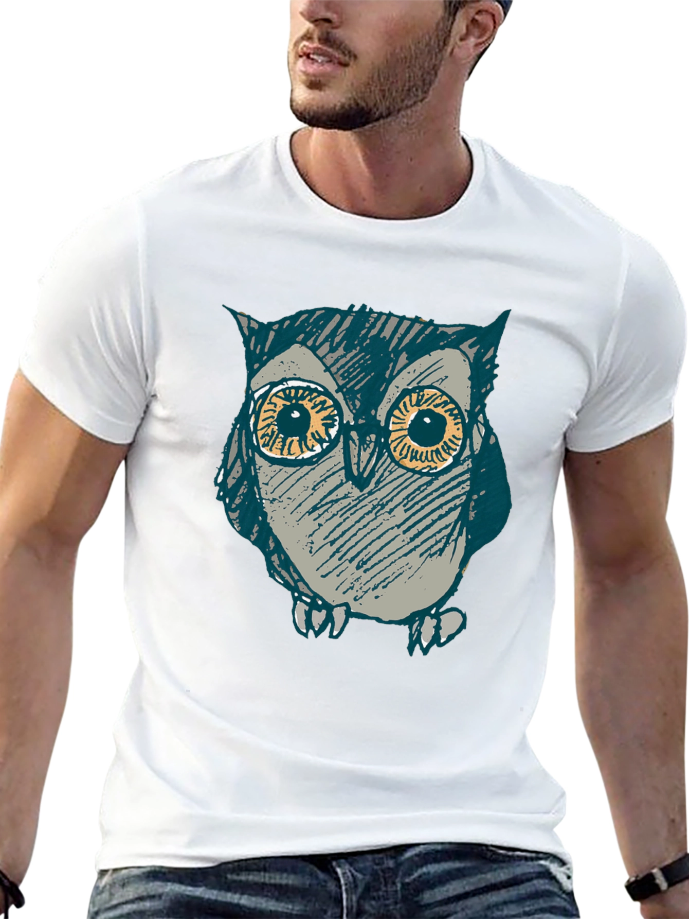 Owl Graphic Print Black T-Shirt