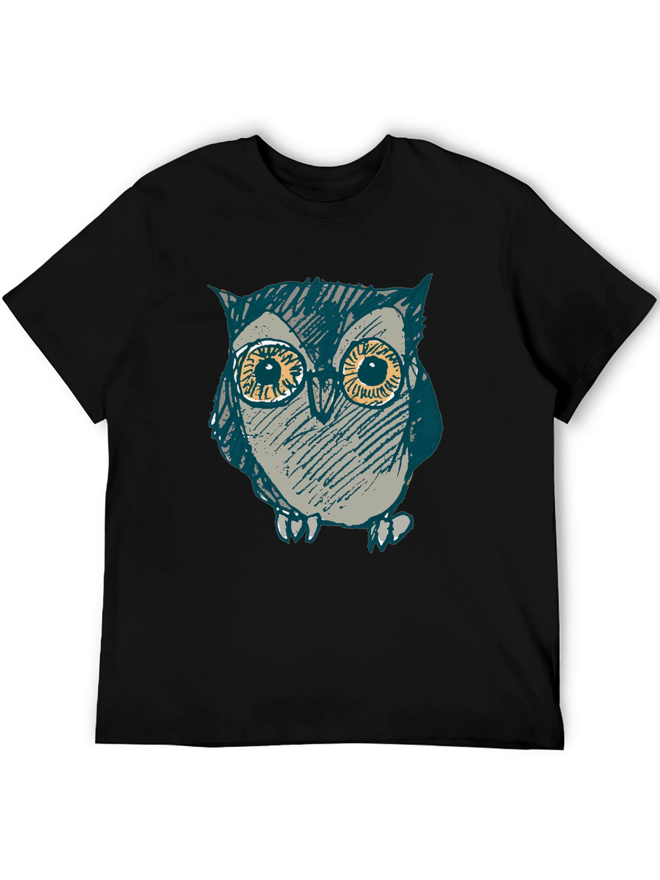 Owl Graphic Print Black T-Shirt