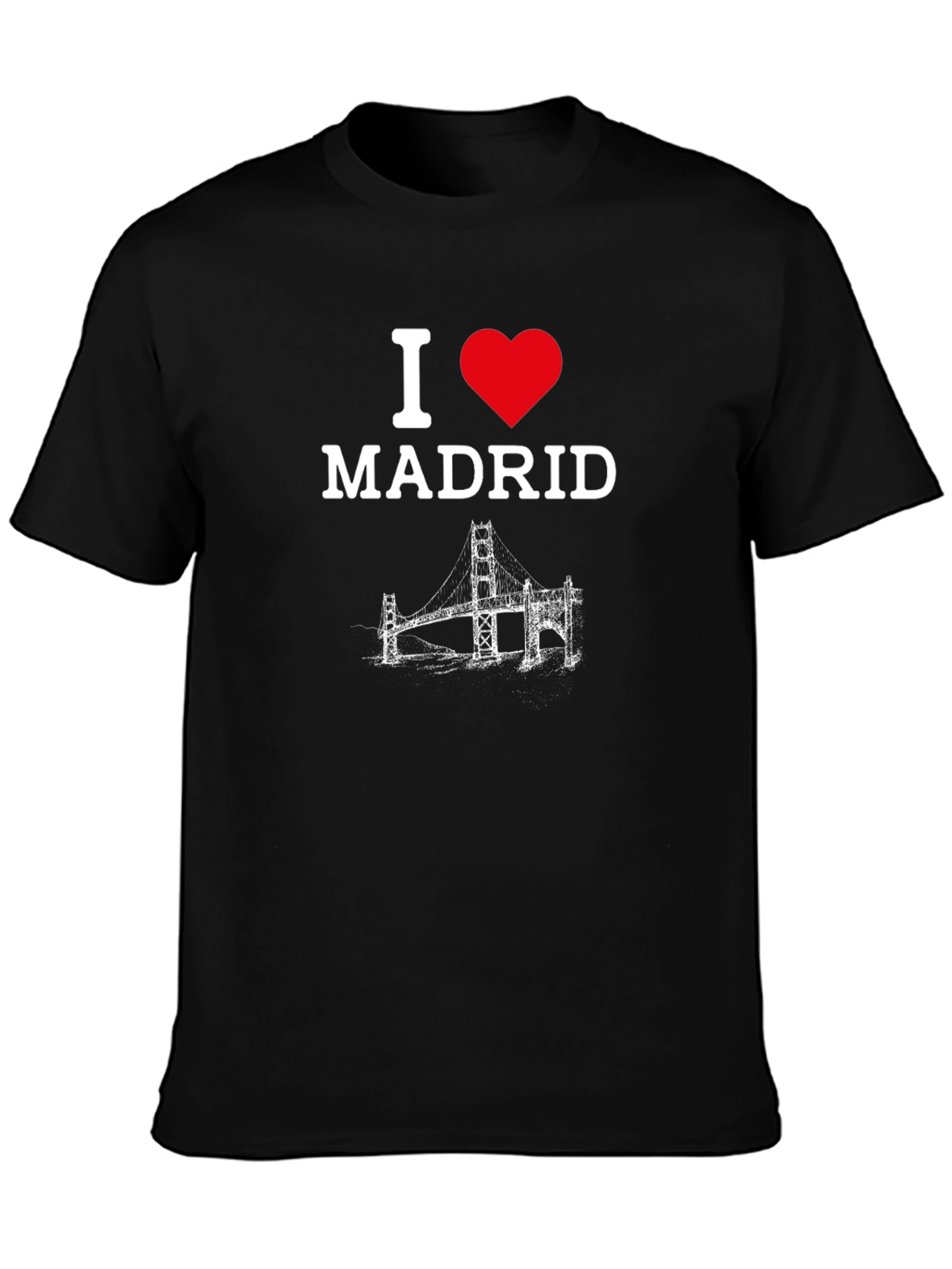 I Love Madrid T-Shirt - Black Crew Neck Tee