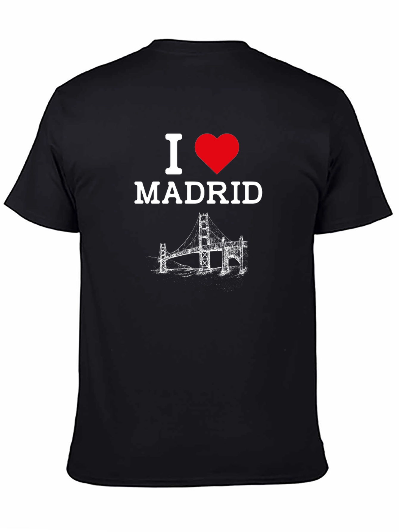 I Love Madrid T-Shirt - Black Crew Neck Tee