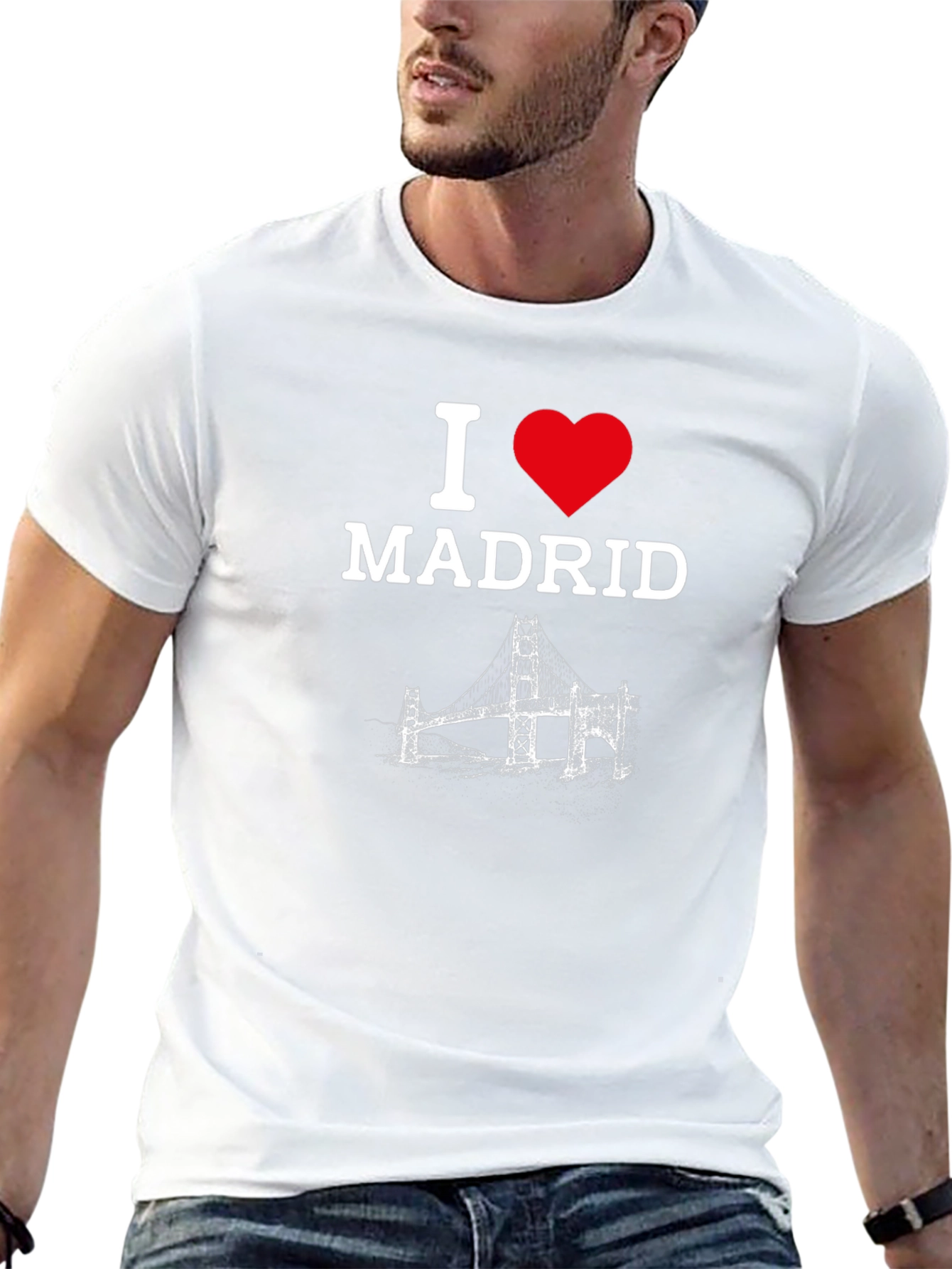 I Love Madrid T-Shirt - Black Crew Neck Tee