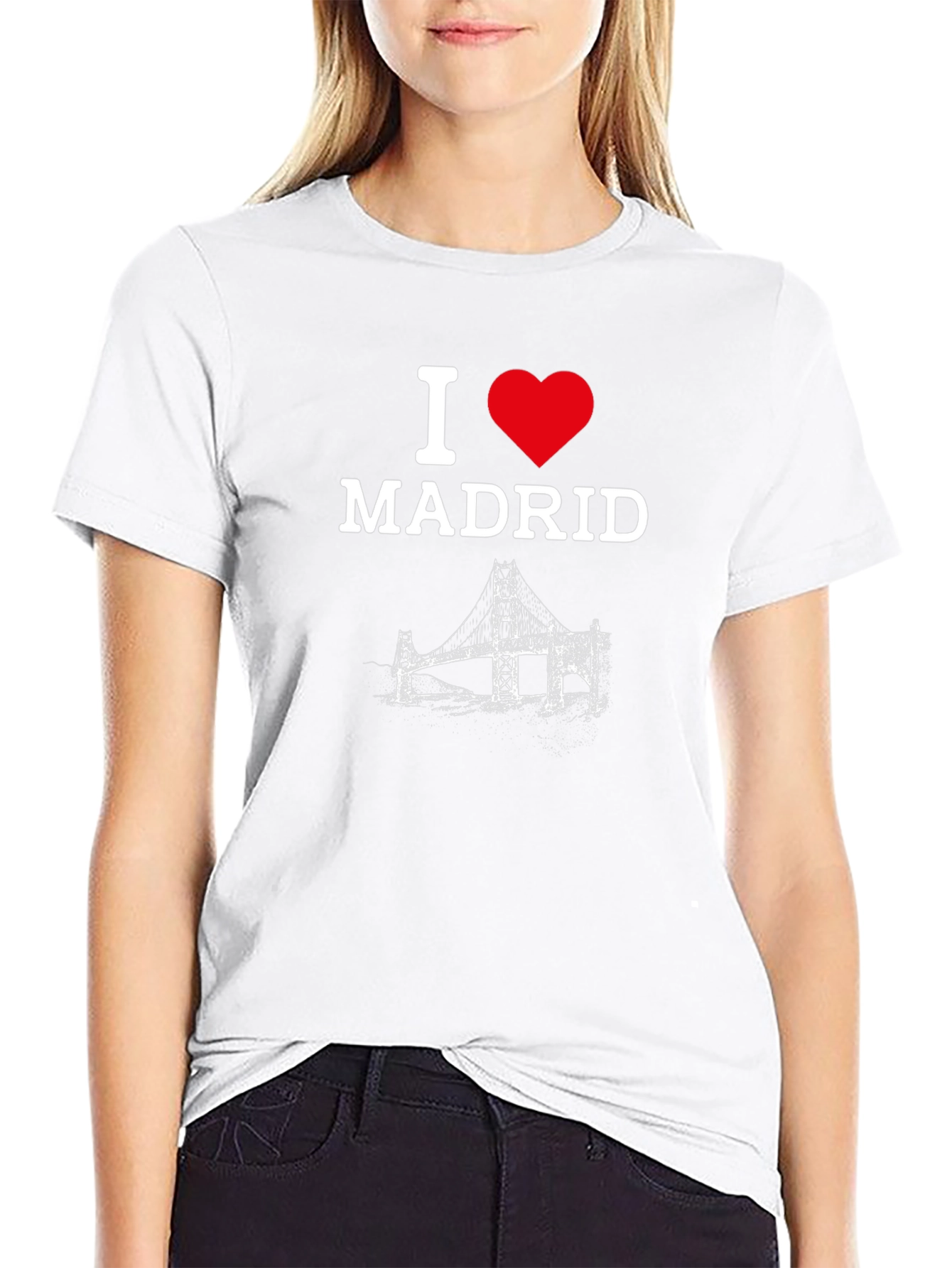 I Love Madrid T-Shirt - Black Crew Neck Tee
