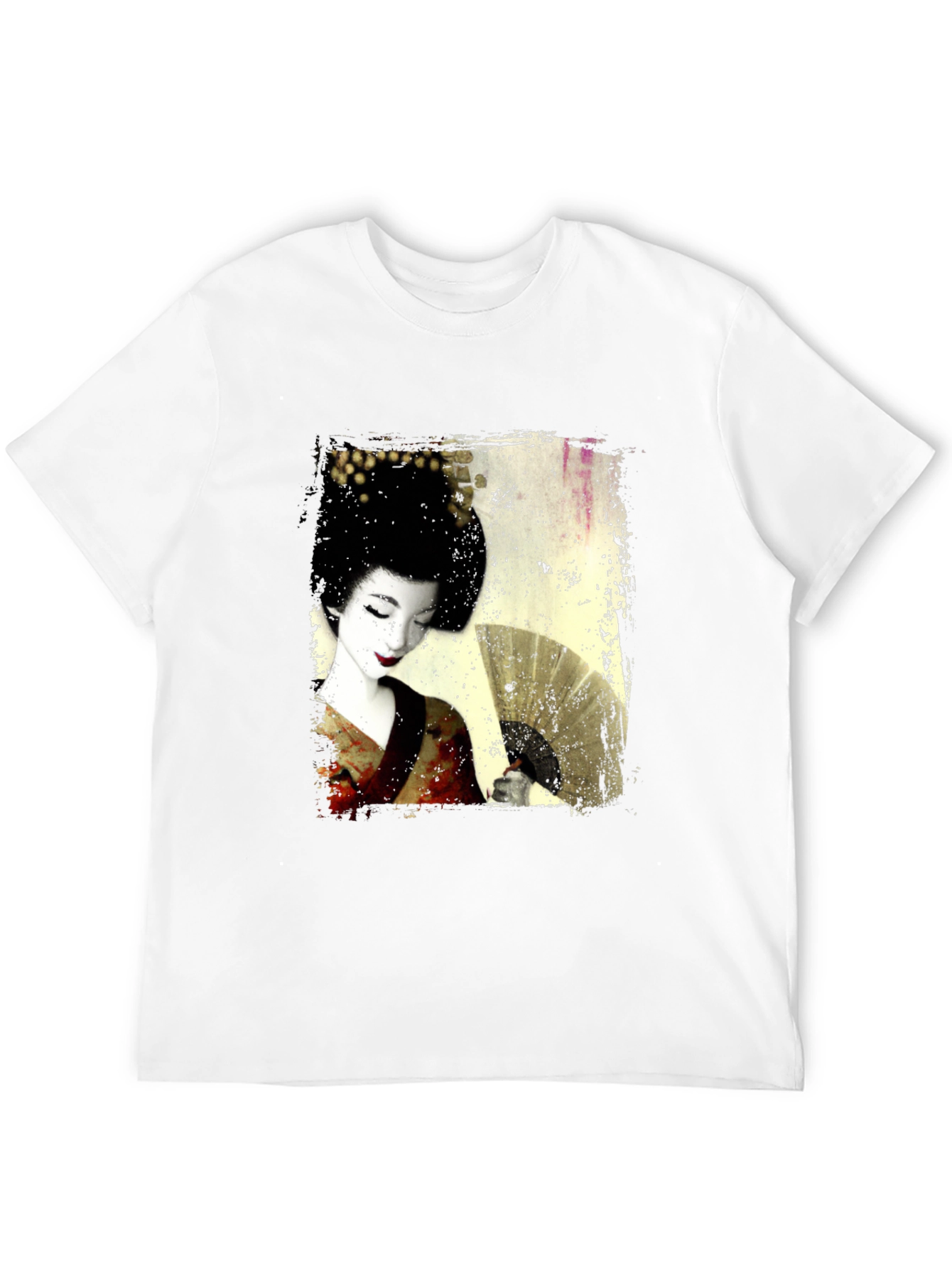 Geisha Print Black T-Shirt