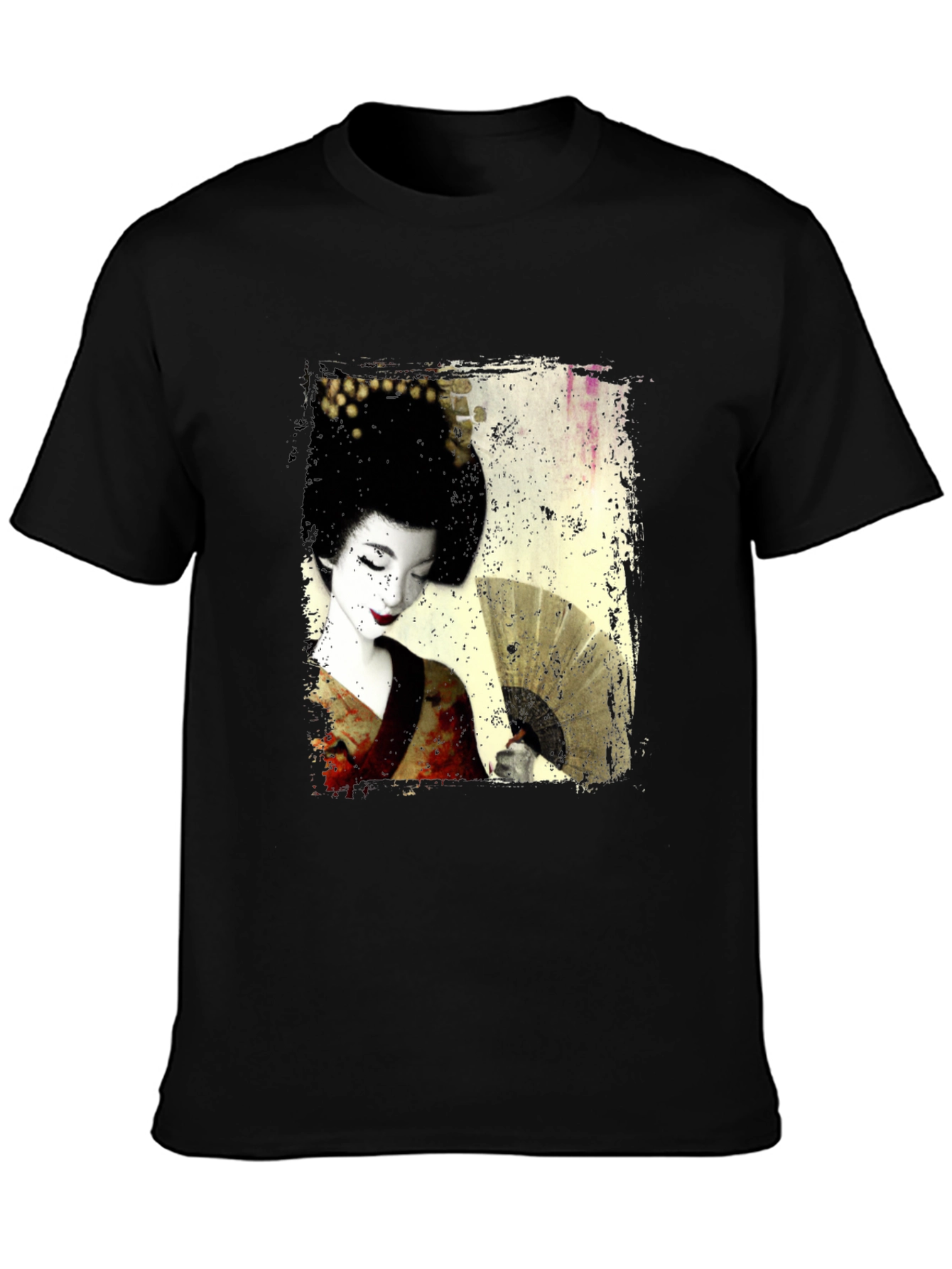 Geisha Print Black T-Shirt