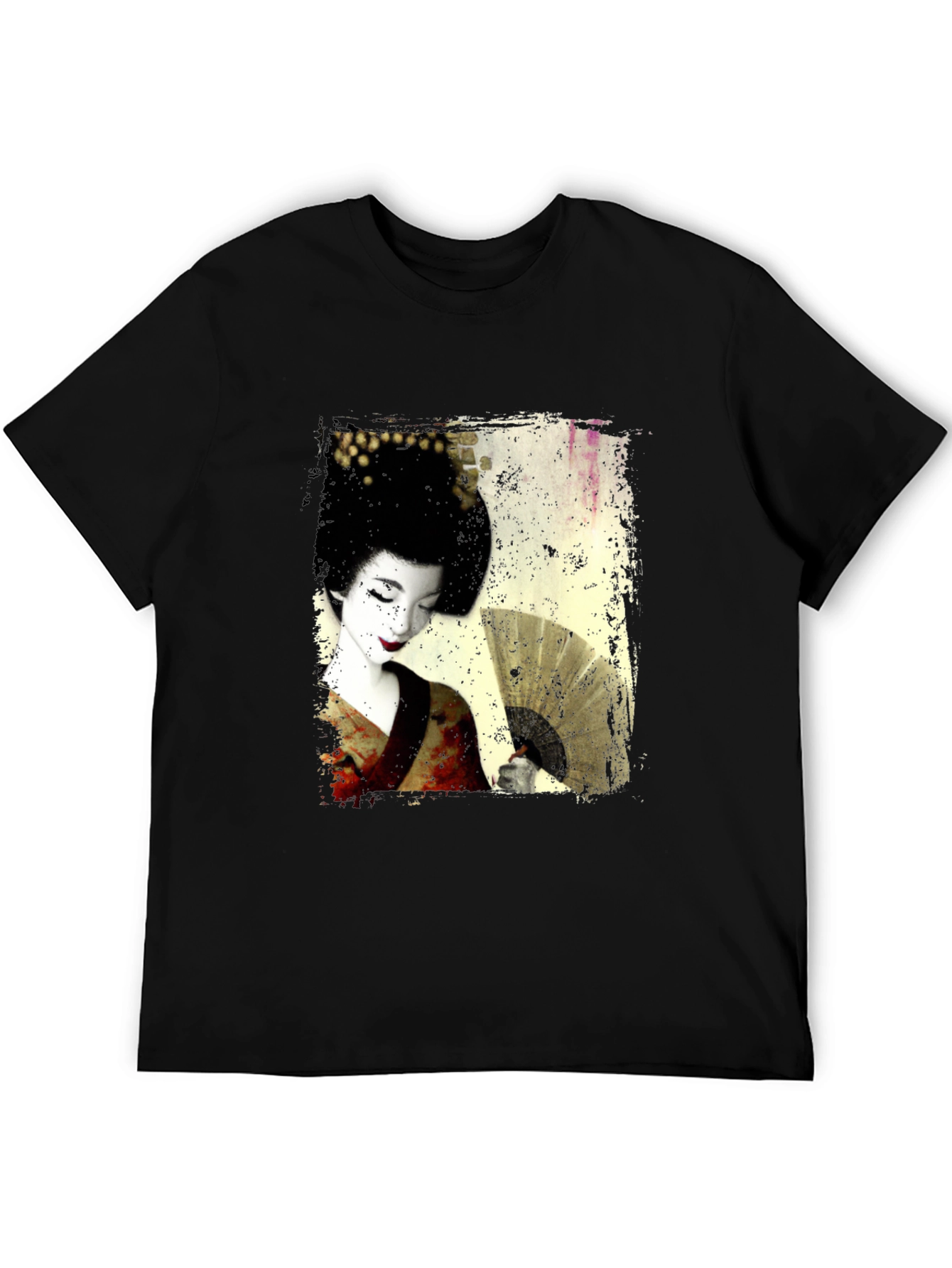 Geisha Print Black T-Shirt