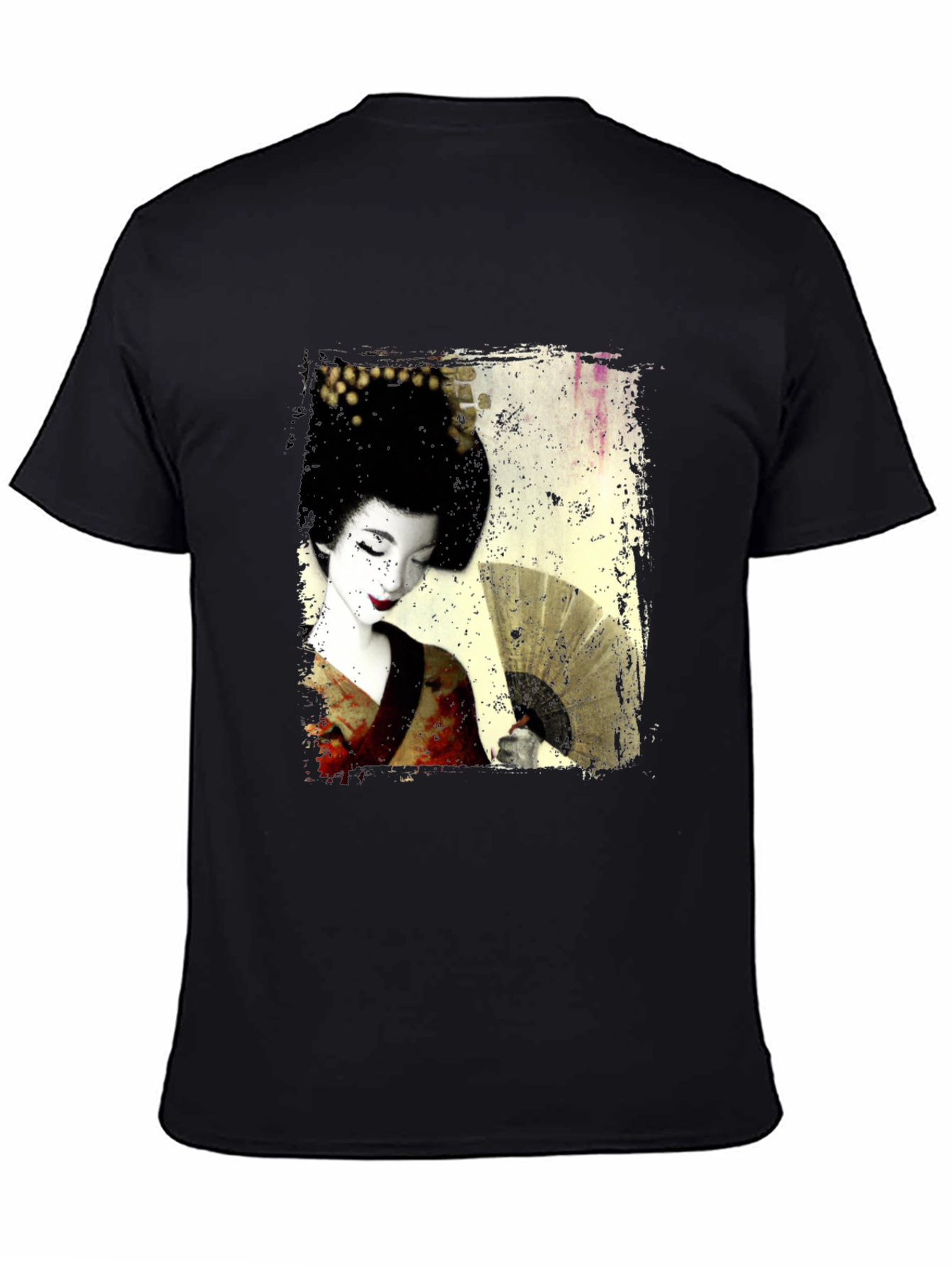 Geisha Print Black T-Shirt