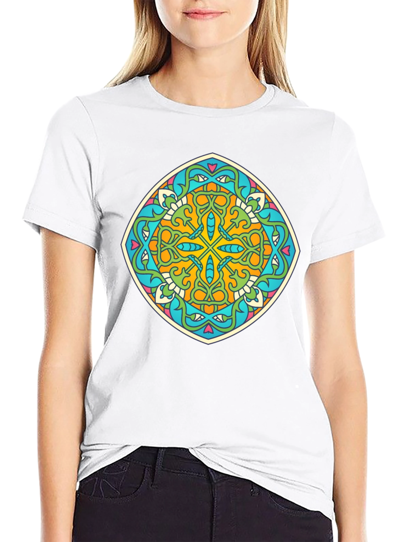 Geometric Mandala Graphic Print Mens T-Shirt