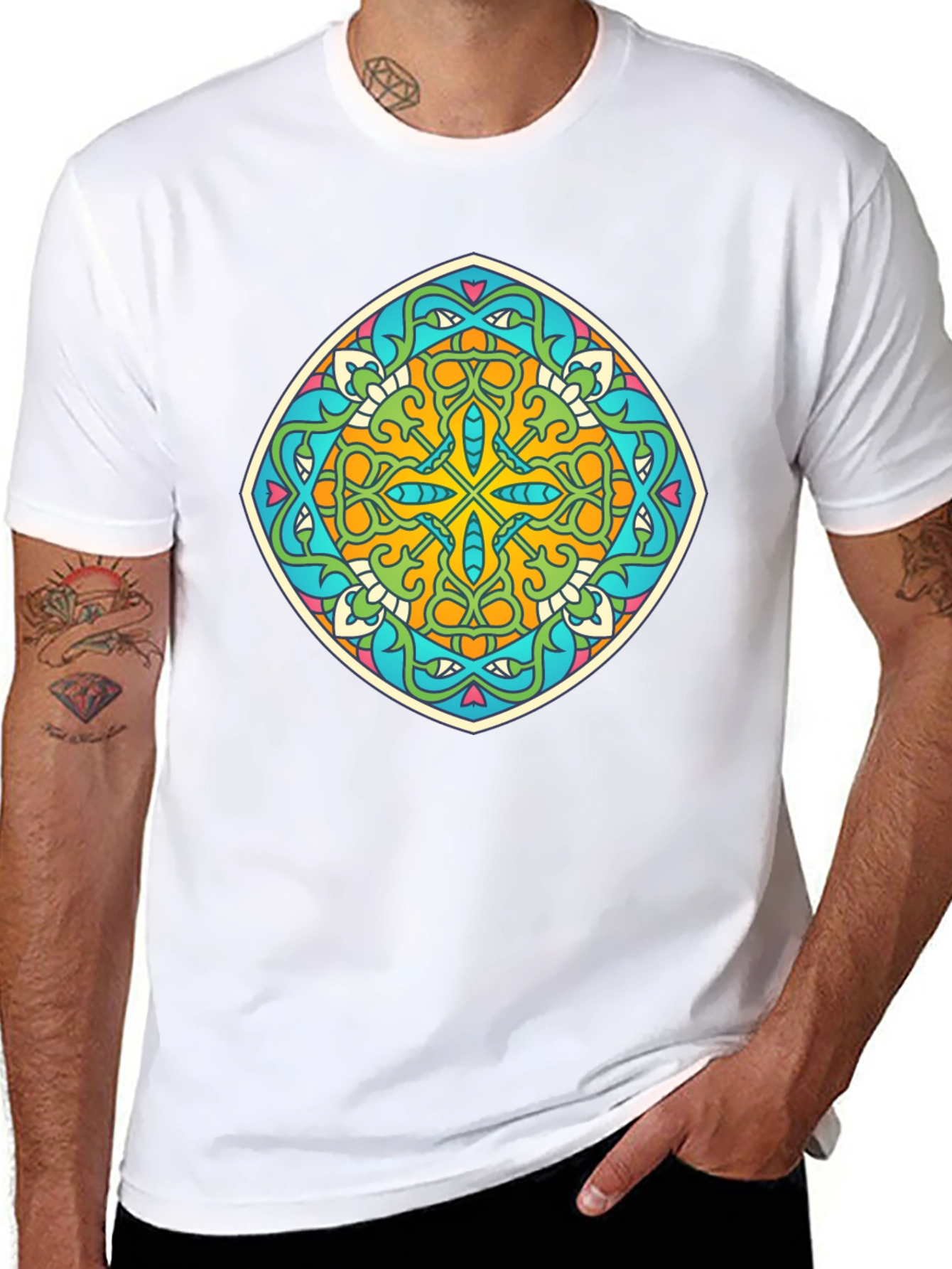 Geometric Mandala Graphic Print Mens T-Shirt