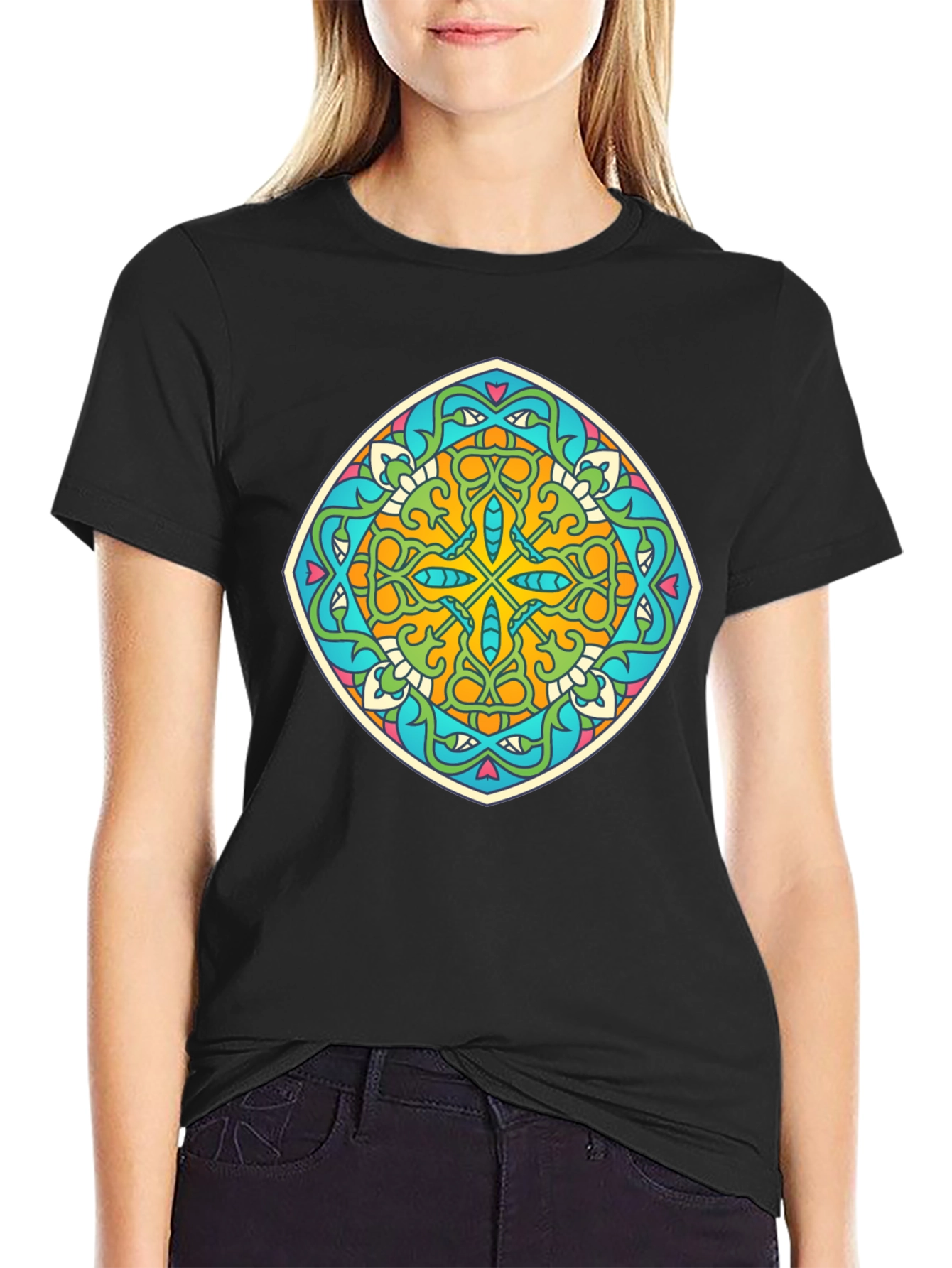 Geometric Mandala Graphic Print Mens T-Shirt