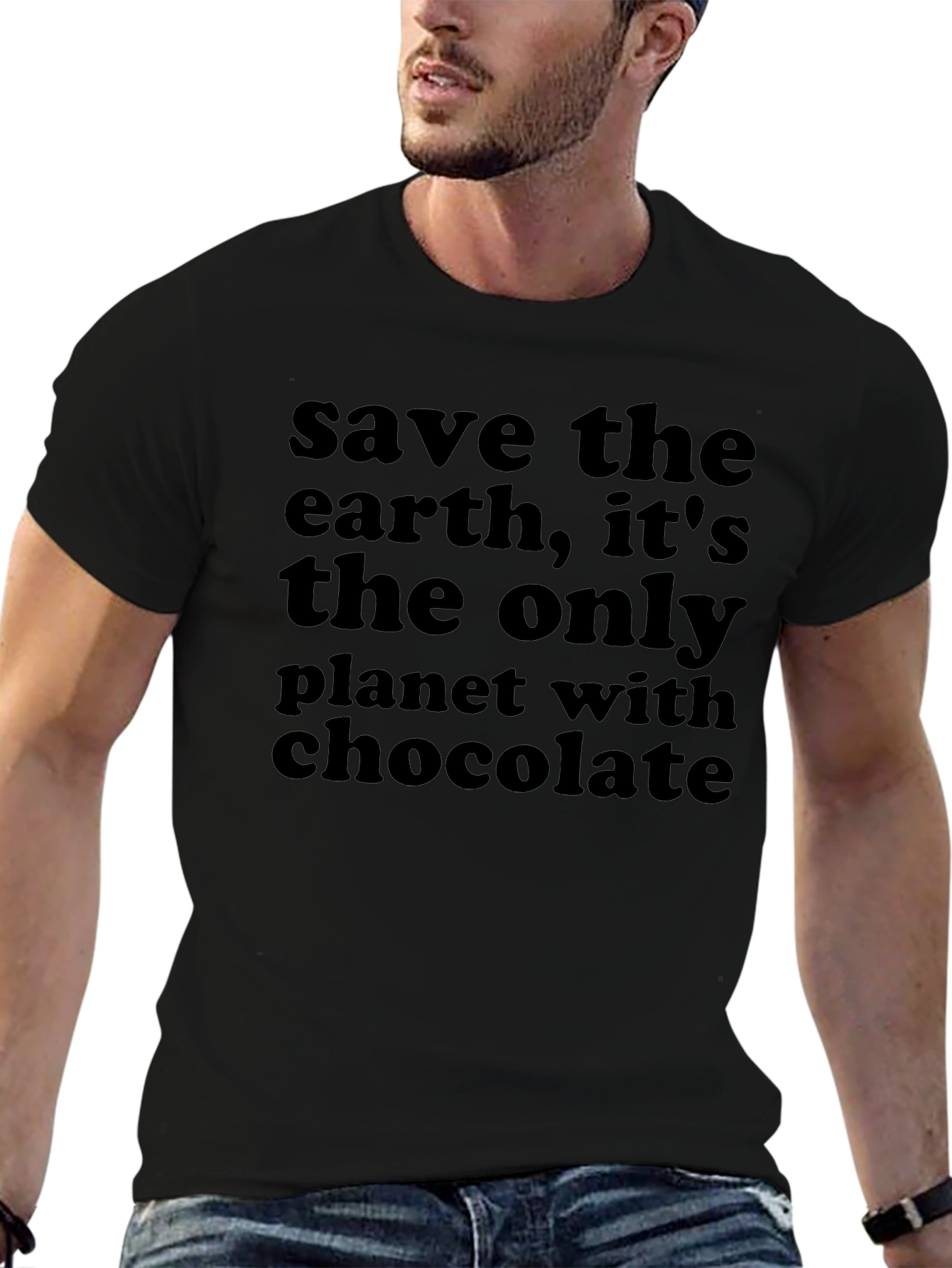 Save the Earth Chocolate Planet Graphic T-Shirt