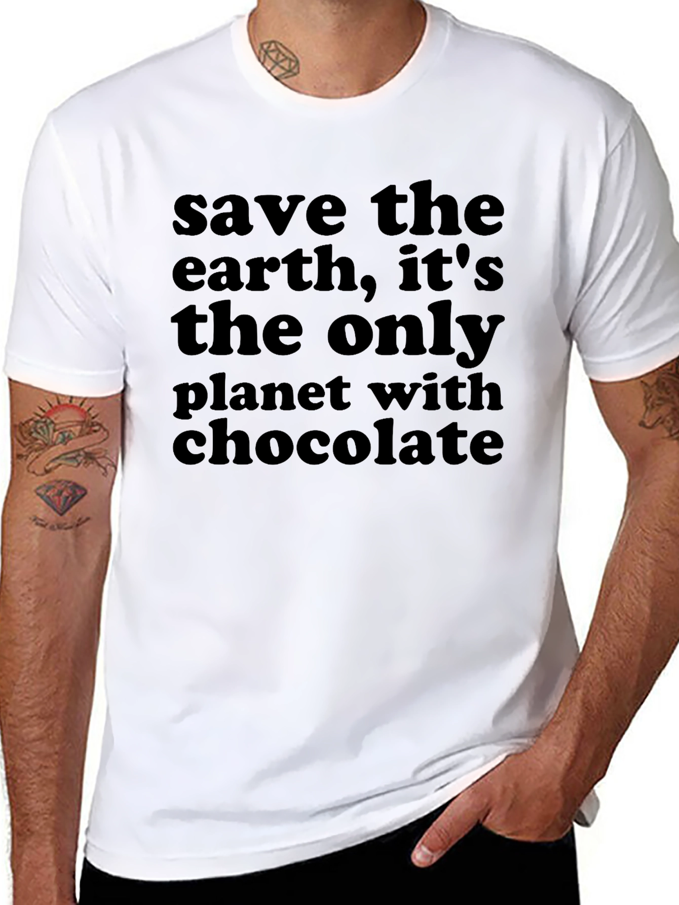 Save the Earth Chocolate Planet Graphic T-Shirt