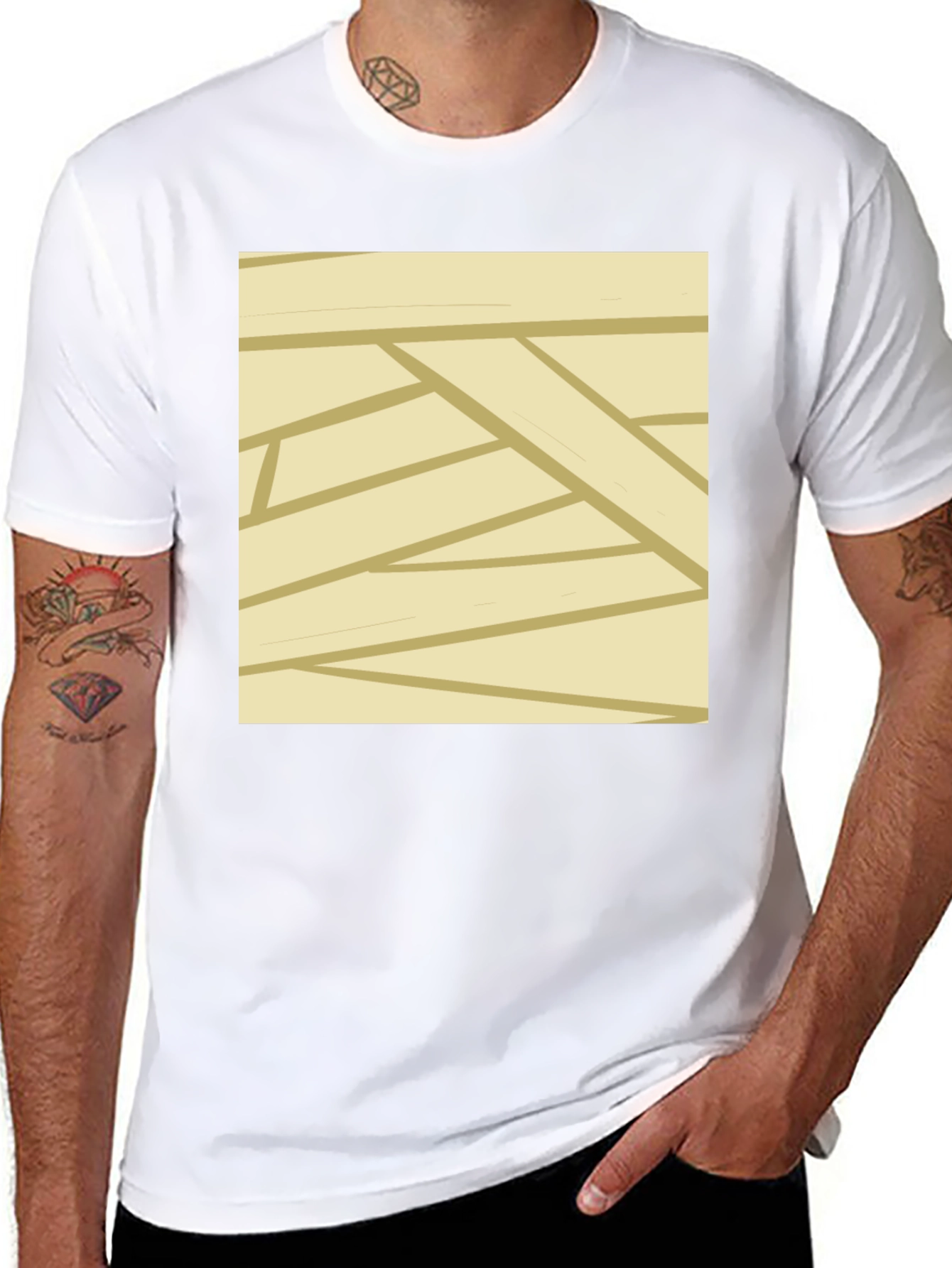 Mummy Wrap Style Graphic Tee - Black Casual T-Shirt