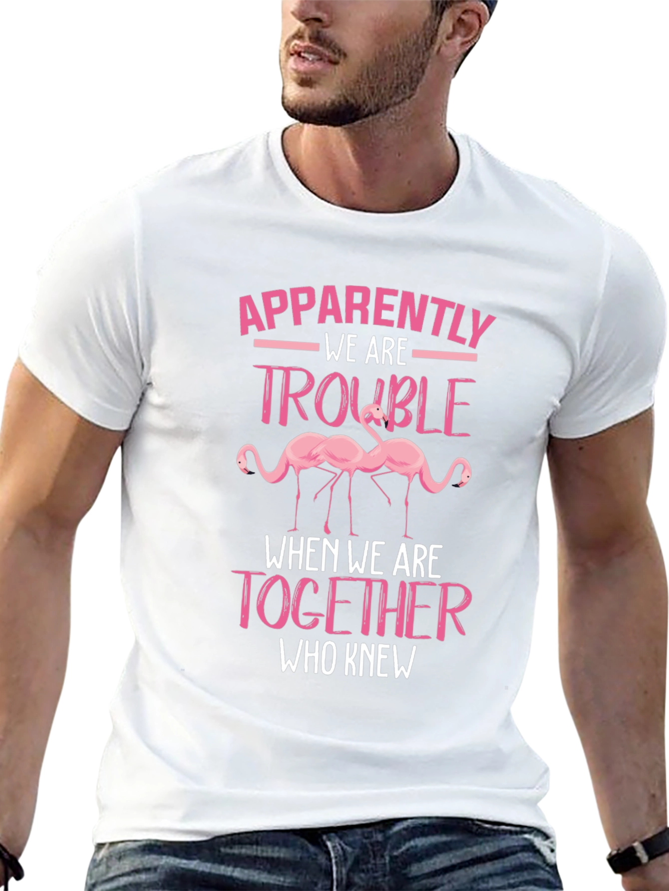 Flamingo Trouble Tee - Funny Matching T-Shirt