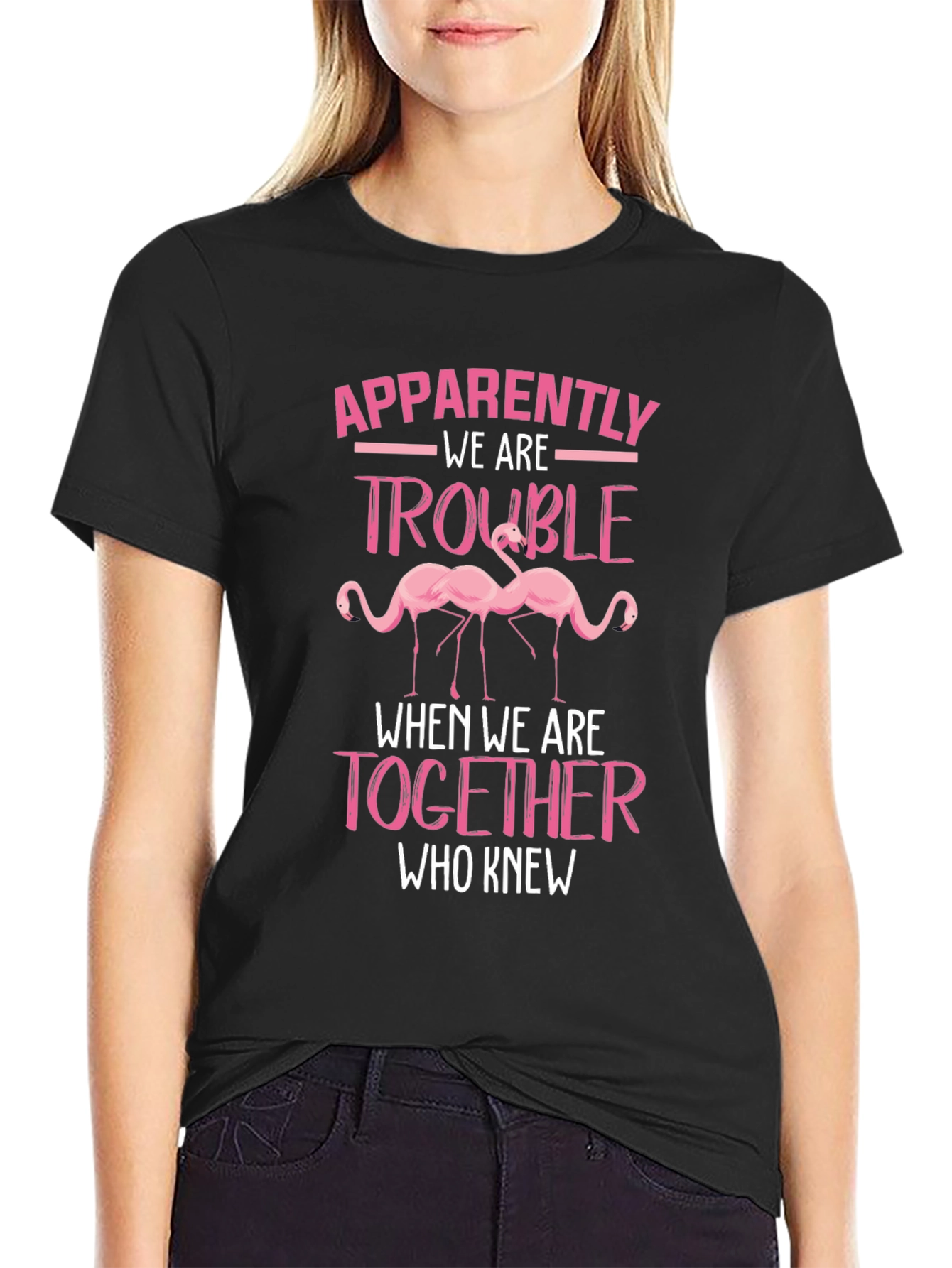 Flamingo Trouble Tee - Funny Matching T-Shirt