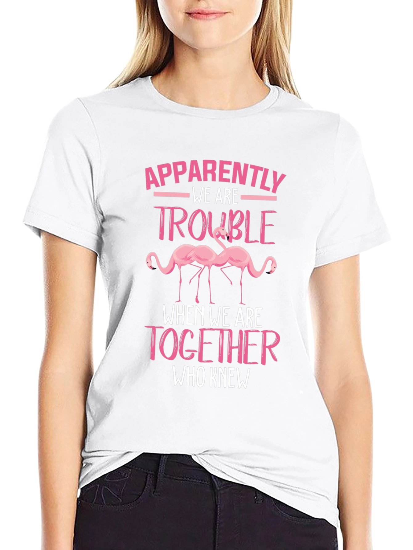 Flamingo Trouble Tee - Funny Matching T-Shirt